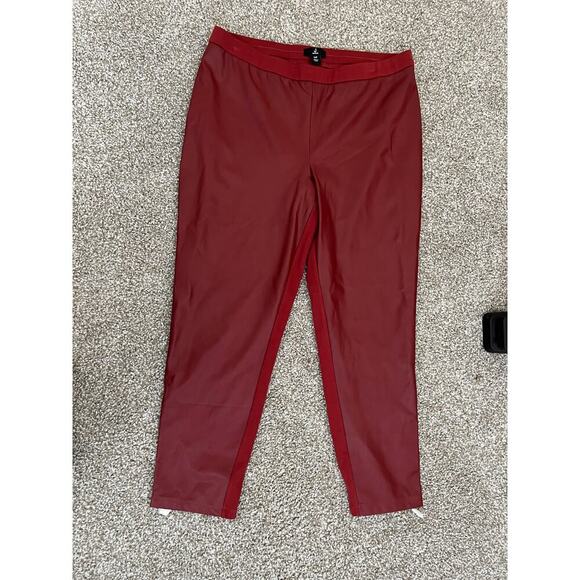 J Jason Wu Stretch Faux Leather Regular Pull On Pant - Red MP - Picture 2 of 10